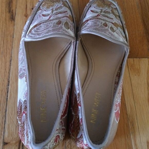 Nine West sz. 7M textile Xena Loafer Floral Flats embroidered slip on loafer - Picture 6 of 8